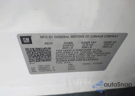 2019 Chevrolet Equinox Ls from USA, damaged, VIN 2GNAXSEV4K6110423